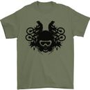 Motocross Face Mens T-Shirt Cotton Gildan Military Green