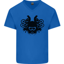 Motocross Face Mens V-Neck Cotton T-Shirt Royal Blue