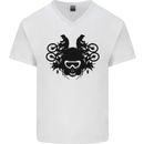 Motocross Face Mens V-Neck Cotton T-Shirt White