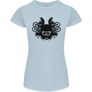 Motocross Face Womens Petite Cut T-Shirt Light Blue