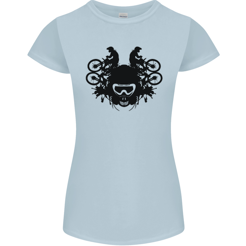Motocross Face Womens Petite Cut T-Shirt Light Blue