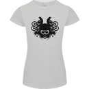 Motocross Face Womens Petite Cut T-Shirt Sports Grey