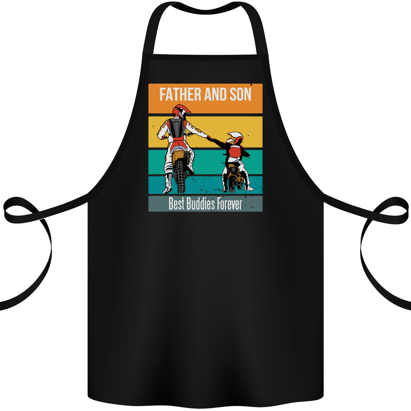 Motocross Father & Son Father's Day Cotton Apron 100% Organic Black