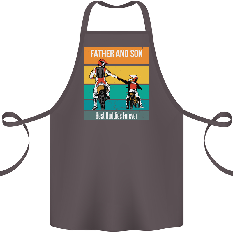 Motocross Father & Son Father's Day Cotton Apron 100% Organic Dark Grey