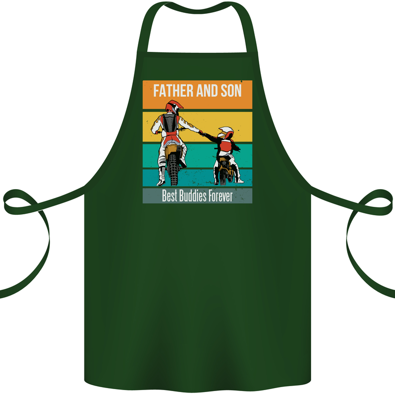 Motocross Father & Son Father's Day Cotton Apron 100% Organic Forest Green