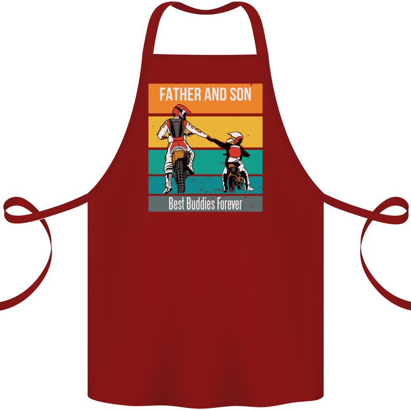 Motocross Father & Son Father's Day Cotton Apron 100% Organic Maroon