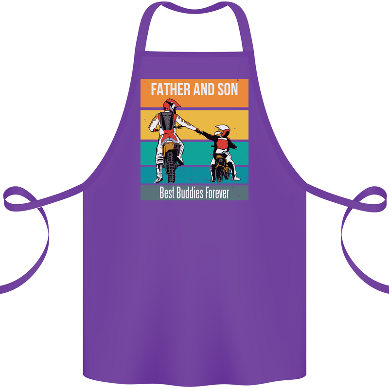 Motocross Father & Son Father's Day Cotton Apron 100% Organic Purple