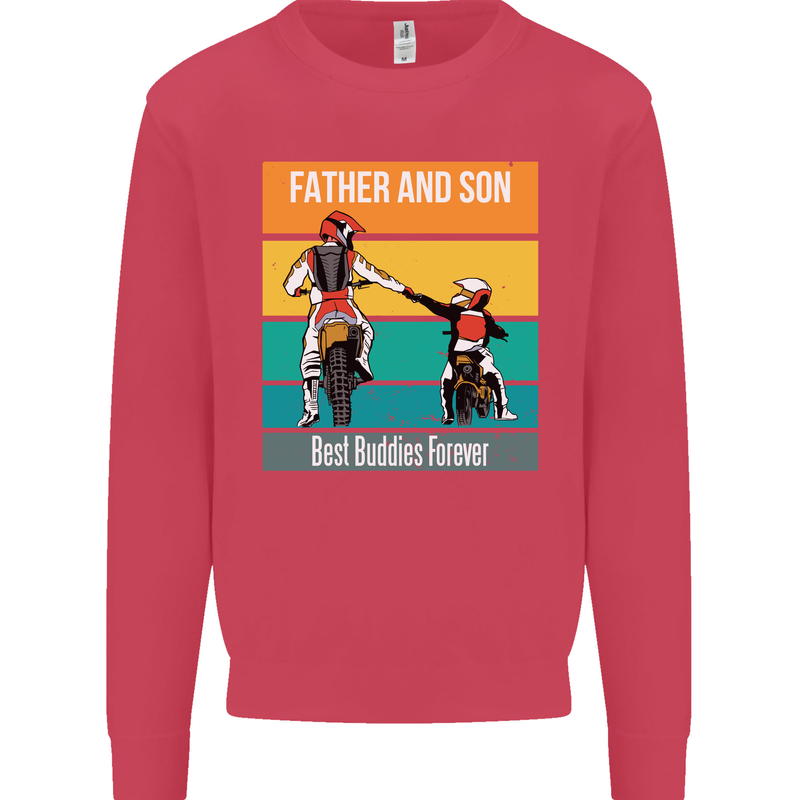 Motocross Father & Son Father's Day Kids Sweatshirt Jumper Heliconia