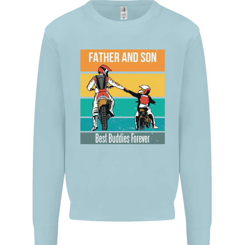 Motocross Father & Son Father's Day Kids Sweatshirt Jumper Light Blue