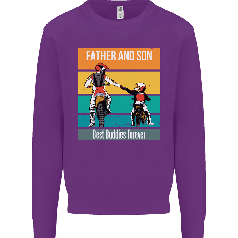 Motocross Father & Son Father's Day Kids Sweatshirt Jumper Purple