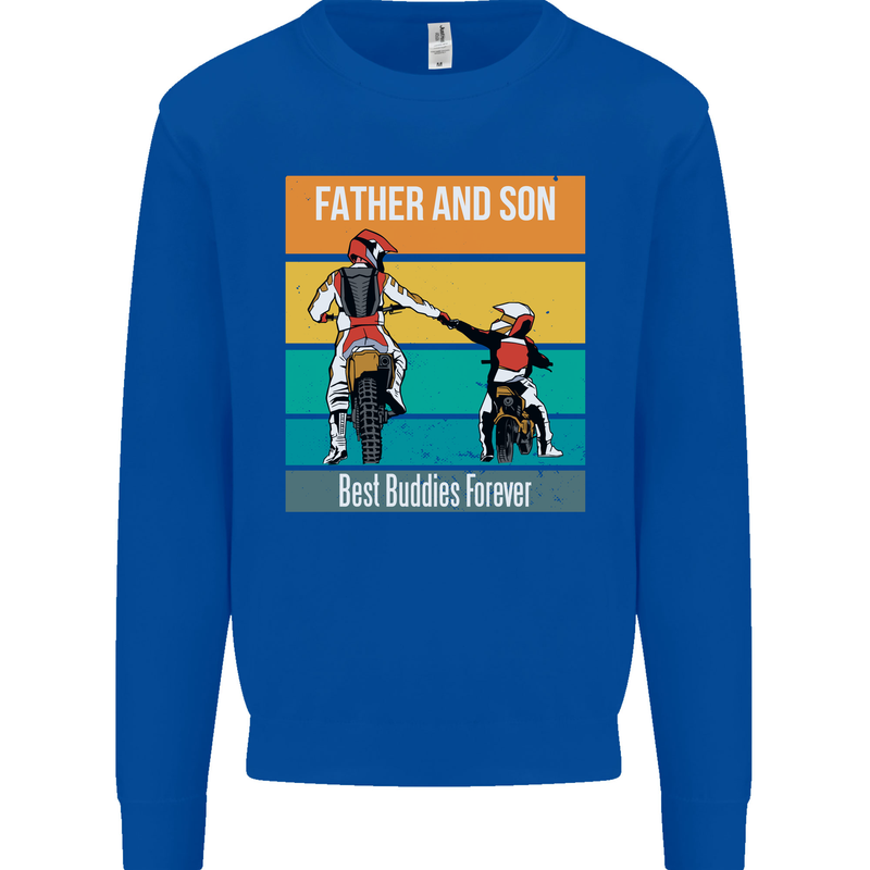 Motocross Father & Son Father's Day Kids Sweatshirt Jumper Royal Blue