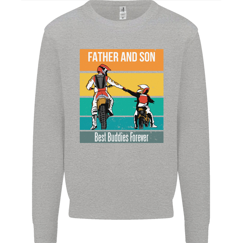 Motocross Father & Son Father's Day Kids Sweatshirt Jumper Sports Grey