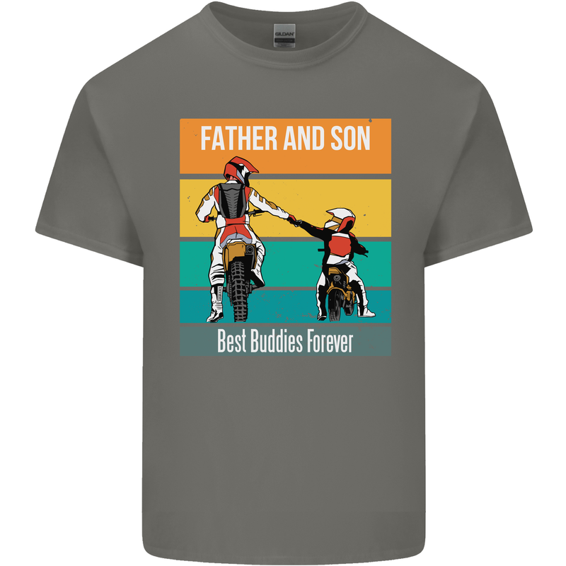 Motocross Father & Son Father's Day Kids T-Shirt Childrens Charcoal