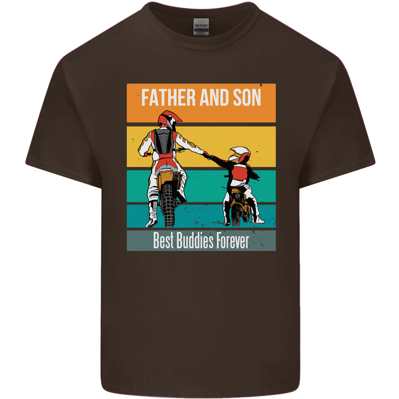 Motocross Father & Son Father's Day Kids T-Shirt Childrens Chocolate