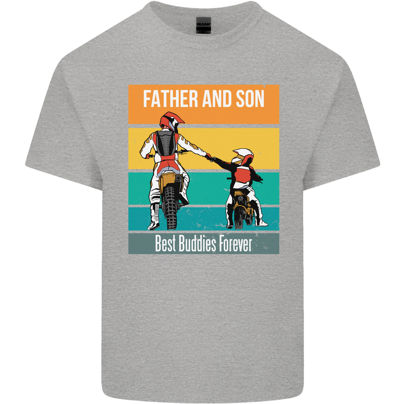 Motocross Father & Son Father's Day Kids T-Shirt Childrens Sports Grey