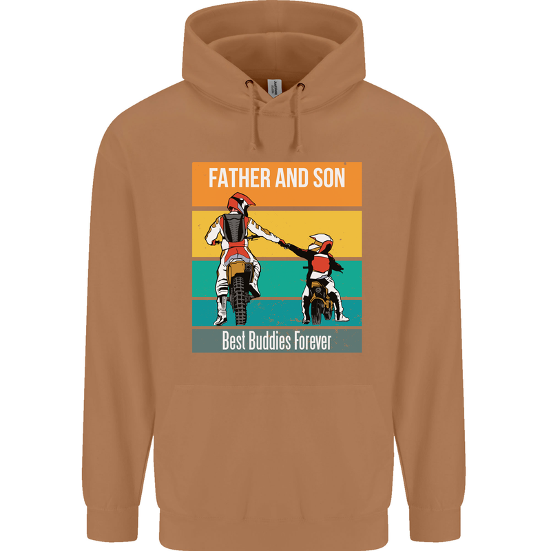Motocross Father & Son Father's Day Mens 80% Cotton Hoodie Caramel Latte