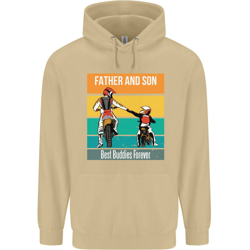 Motocross Father & Son Father's Day Mens 80% Cotton Hoodie Sand
