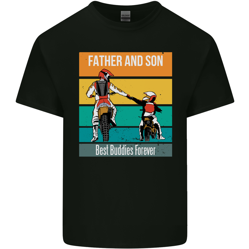 Motocross Father & Son Father's Day Mens Cotton T-Shirt Tee Top Black