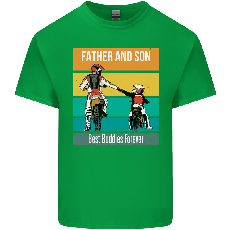 Motocross Father & Son Father's Day Mens Cotton T-Shirt Tee Top Irish Green