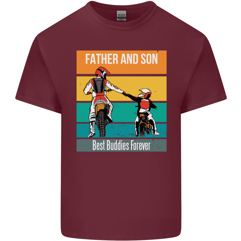 Motocross Father & Son Father's Day Mens Cotton T-Shirt Tee Top Maroon