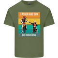 Motocross Father & Son Father's Day Mens Cotton T-Shirt Tee Top Military Green