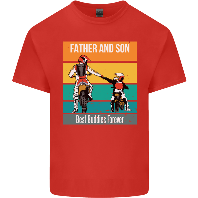 Motocross Father & Son Father's Day Mens Cotton T-Shirt Tee Top Red
