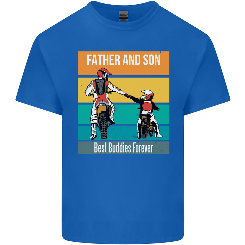 Motocross Father & Son Father's Day Mens Cotton T-Shirt Tee Top Royal Blue