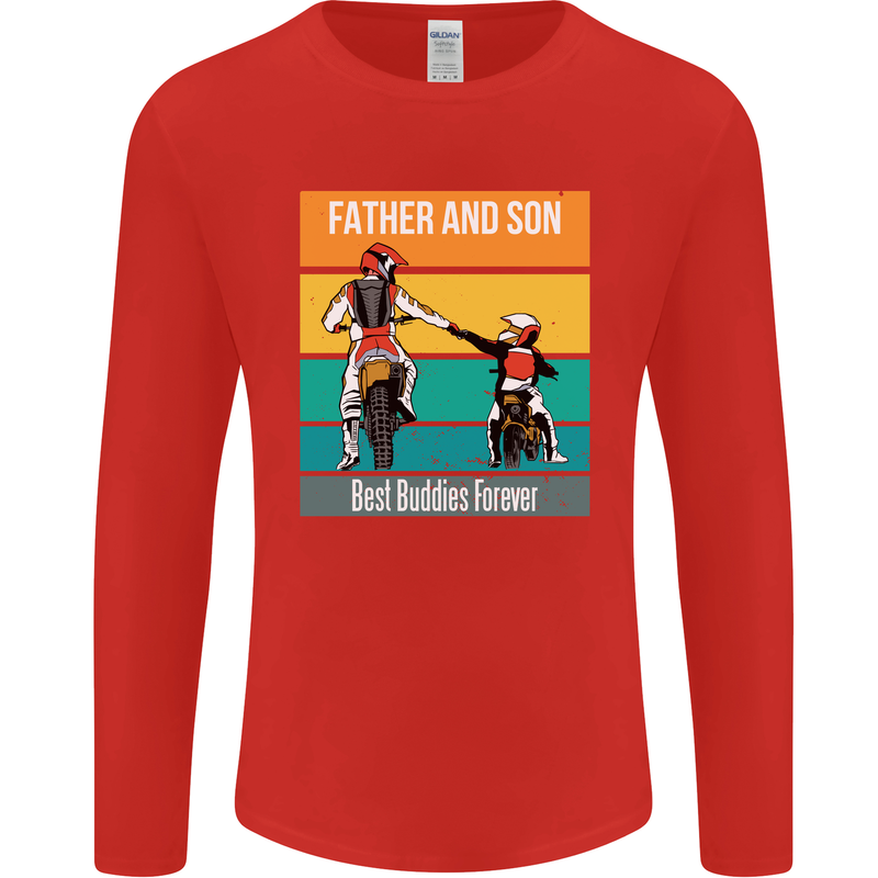 Motocross Father & Son Father's Day Mens Long Sleeve T-Shirt Red