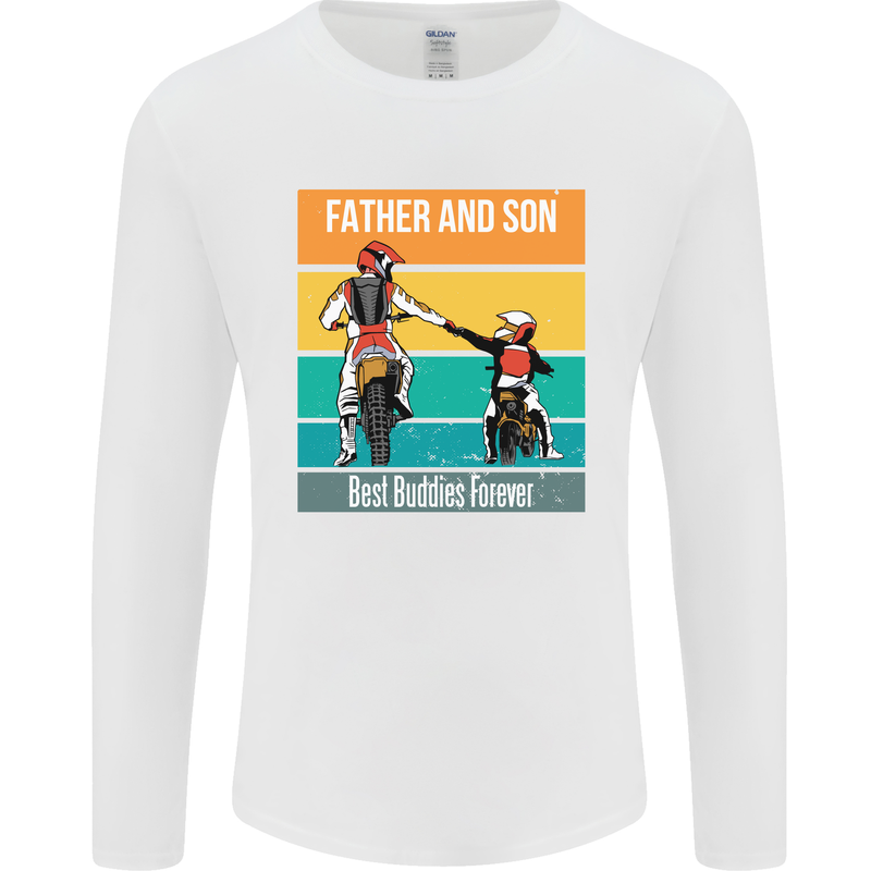 Motocross Father & Son Father's Day Mens Long Sleeve T-Shirt White