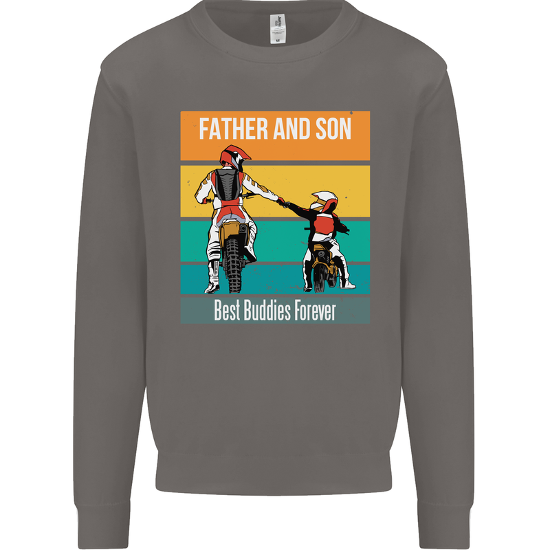 Motocross Father & Son Father's Day Mens Sweatshirt Jumper Charcoal