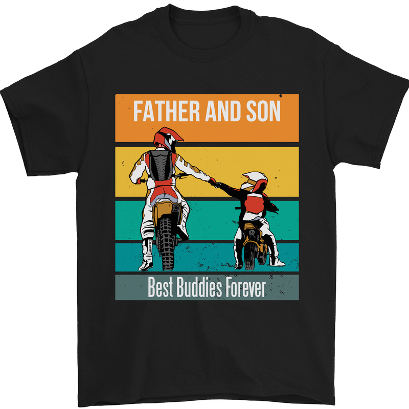 Motocross Father & Son Father's Day Mens T-Shirt Cotton Gildan Black