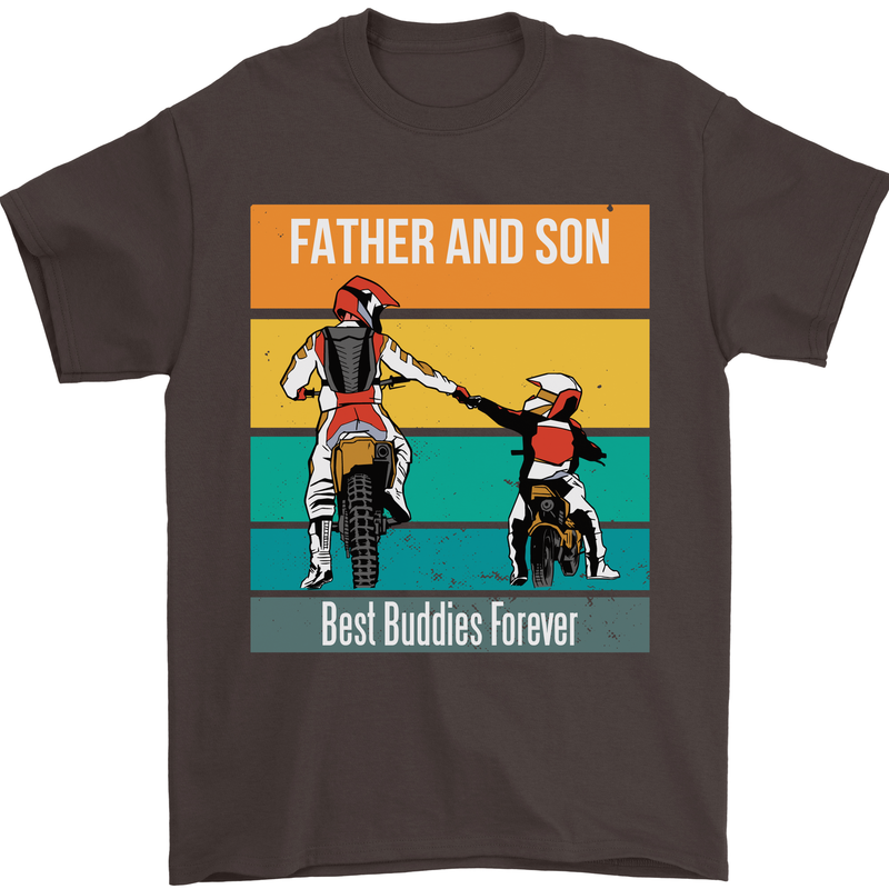 Motocross Father & Son Father's Day Mens T-Shirt Cotton Gildan Dark Chocolate