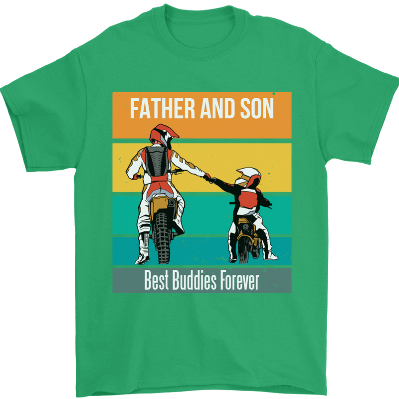 Motocross Father & Son Father's Day Mens T-Shirt Cotton Gildan Irish Green