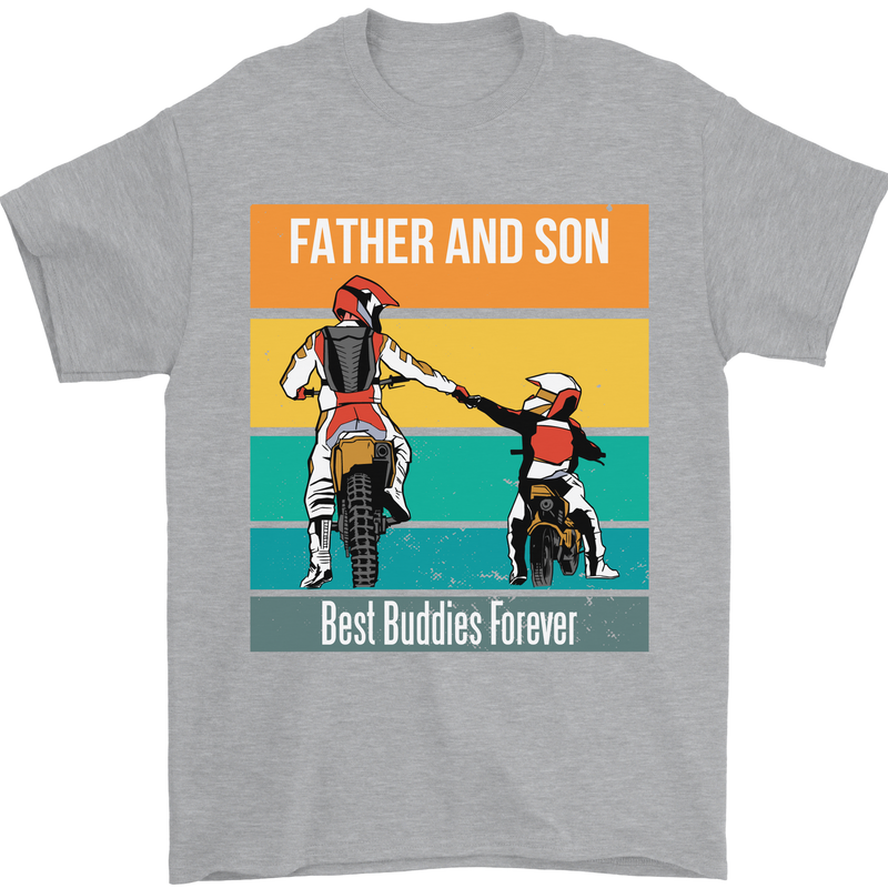 Motocross Father & Son Father's Day Mens T-Shirt Cotton Gildan Sports Grey