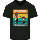 Motocross Father & Son Father's Day Mens V-Neck Cotton T-Shirt Black