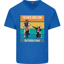Motocross Father & Son Father's Day Mens V-Neck Cotton T-Shirt Royal Blue
