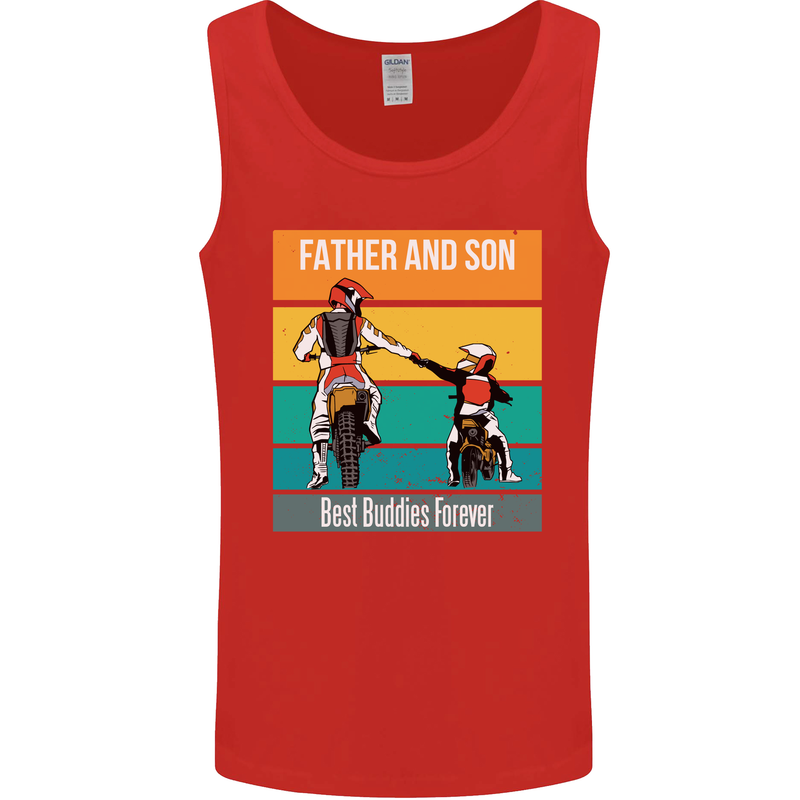 Motocross Father & Son Father's Day Mens Vest Tank Top Red