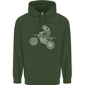 Motocross Line Drawing Dirt Bike MotoX Childrens Kids Hoodie Forest Green