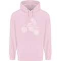 Motocross Line Drawing Dirt Bike MotoX Childrens Kids Hoodie Light Pink