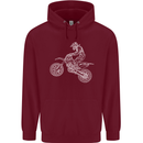 Motocross Line Drawing Dirt Bike MotoX Childrens Kids Hoodie Maroon