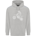 Motocross Line Drawing Dirt Bike MotoX Childrens Kids Hoodie Sports Grey