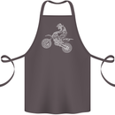 Motocross Line Drawing Dirt Bike MotoX Cotton Apron 100% Organic Dark Grey