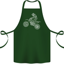 Motocross Line Drawing Dirt Bike MotoX Cotton Apron 100% Organic Forest Green