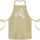 Motocross Line Drawing Dirt Bike MotoX Cotton Apron 100% Organic Khaki