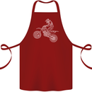 Motocross Line Drawing Dirt Bike MotoX Cotton Apron 100% Organic Maroon