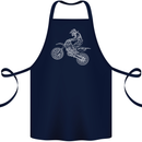 Motocross Line Drawing Dirt Bike MotoX Cotton Apron 100% Organic Navy Blue