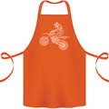 Motocross Line Drawing Dirt Bike MotoX Cotton Apron 100% Organic Orange