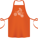 Motocross Line Drawing Dirt Bike MotoX Cotton Apron 100% Organic Orange