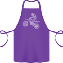 Motocross Line Drawing Dirt Bike MotoX Cotton Apron 100% Organic Purple