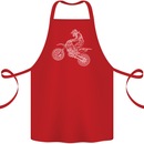 Motocross Line Drawing Dirt Bike MotoX Cotton Apron 100% Organic Red